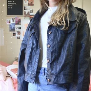 black leather jacket